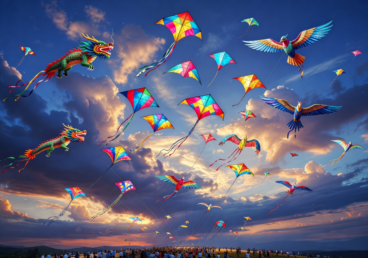 Cinematic Kite Festival Sky Illustration